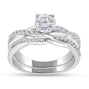 Diamaison 14k Gold 3/8 Carat T.W. Diamond Bridal Ring Set