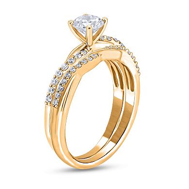 Diamaison 14k Gold 3/8 Carat T.W. Diamond Bridal Ring Set