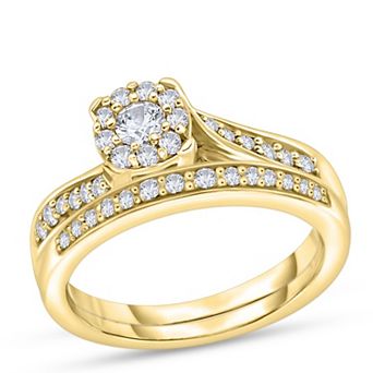 Diamaison 14k Gold 3/8 Carat T.W. Diamond Bridal Ring Set
