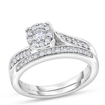 14k Gold 3/8 Carat T.W. Diamond Bridal Ring Set
