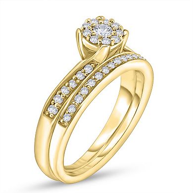 14k Gold 3/8 Carat T.W. Diamond Bridal Ring Set