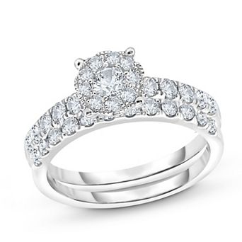14k White Gold 7/8 Carat T.W. Diamond Bridal Ring Set