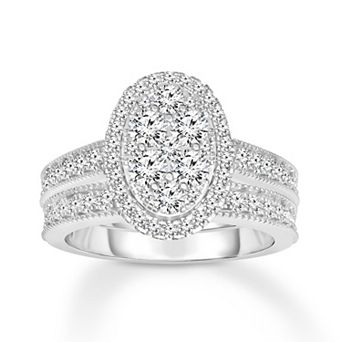 Diamaison 14k White Gold 1 Carat T.W. Diamond Bridal Ring Set
