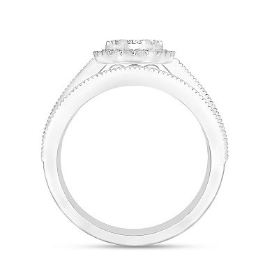 Diamaison 14k White Gold 1 Carat T.W. Diamond Bridal Ring Set