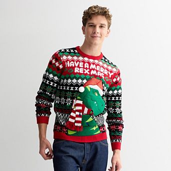 Men's "Merry Rex Mas" Long Sleeve Crewneck Sweater