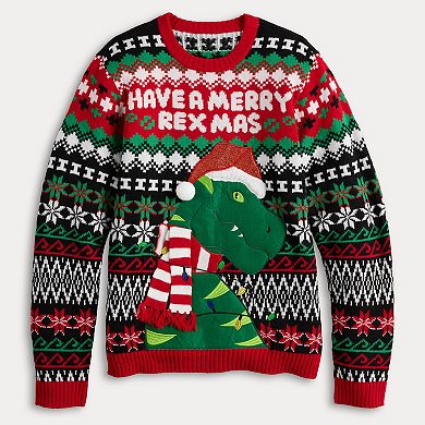 Men's "Merry Rex Mas" Long Sleeve Crewneck Sweater