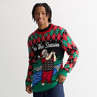 Men's "Tees The Season" Golfing Santa Clause Christmas Sweater