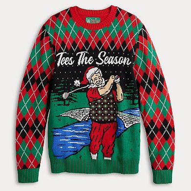 Men's "Tees The Season" Golfing Santa Clause Christmas Sweater