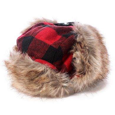 Boys Igloos Built Plaid Insulated Trapper Hat with Faux Fur Lining