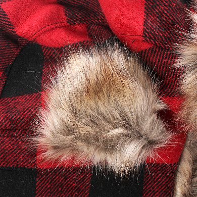 Boys Igloos Built Plaid Insulated Trapper Hat with Faux Fur Lining