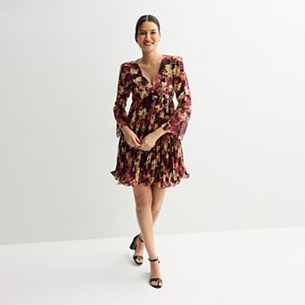 Women's Taylor Pleated V-Neck Empire Waist Dress