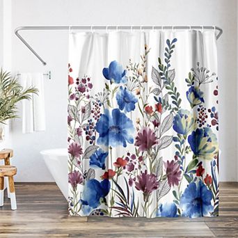 Americanflat Blue Floral Shower Curtain
