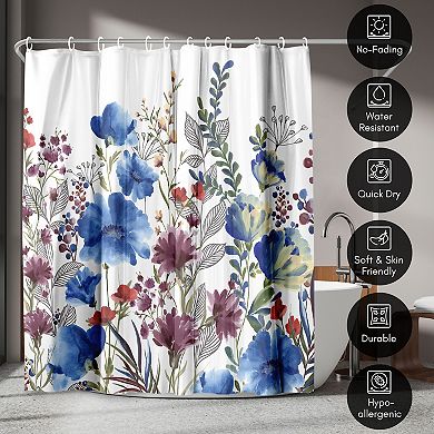 Americanflat Blue Floral Shower Curtain