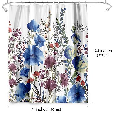 Americanflat Blue Floral Shower Curtain