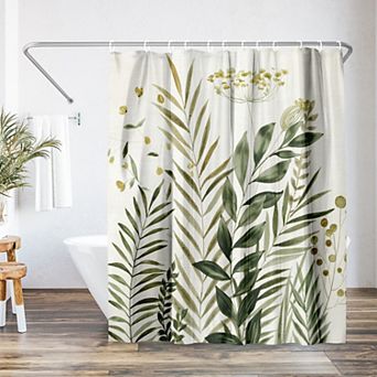 Americanflat Green Floral Shower Curtain