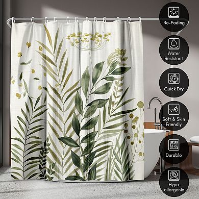 Americanflat Green Floral Shower Curtain