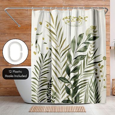 Americanflat Green Floral Shower Curtain