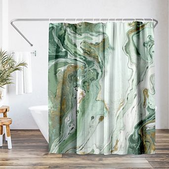 Americanflat Abstract Marble Green Shower Curtain