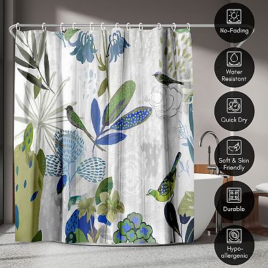 Americanflat Floral Blue Flower Shower Curtain