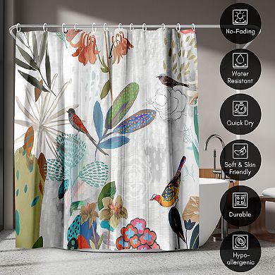 Americanflat Floral Tan Flower Shower Curtain