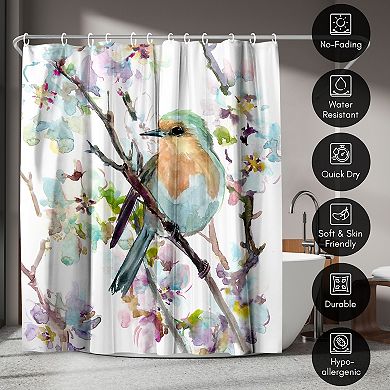 Americanflat Floral Robin and Apricot Shower Curtain
