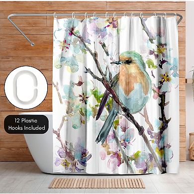 Americanflat Floral Robin and Apricot Shower Curtain