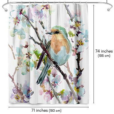 Americanflat Floral Robin and Apricot Shower Curtain