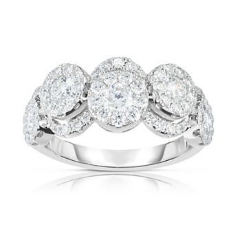 14k White Gold 1 1/3 Carat T.W. Diamond 5-Stone Ring