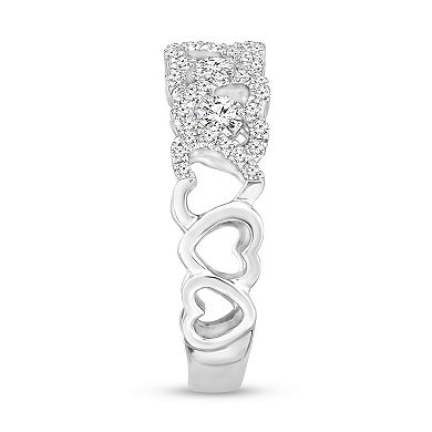 Diamaison 10k White Gold 3/4 Carat T.W. Diamond Heart Ring