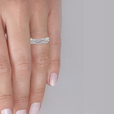Diamaison 10k White Gold 1/4 Carat T.W. Diamond Braided Ring