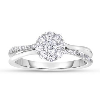 14k White Gold 1/2 Carat T.W. Diamond Engagement Ring