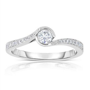 Diamaison 10k White Gold 1/4 Carat T.W. Diamond Engagement Ring