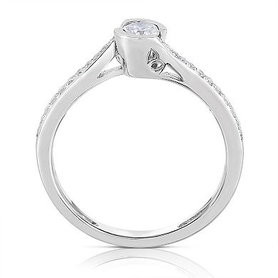 Diamaison 10k White Gold 1/4 Carat T.W. Diamond Engagement Ring