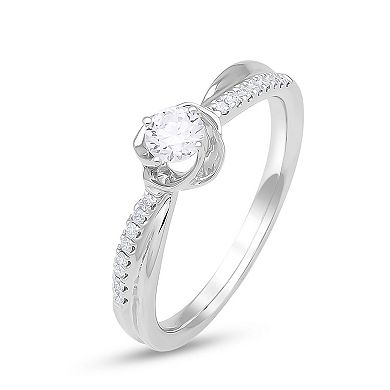 Diamaison 10k White Gold 1/3 Carat T.W. Diamond Engagement Ring