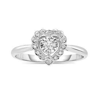 Diamaison 10k White Gold 1/6 Carat T.W. Diamond Heart Ring