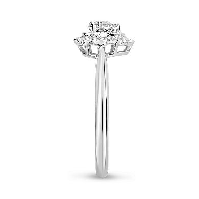 Diamaison 10k White Gold 1/6 Carat T.W. Diamond Heart Ring