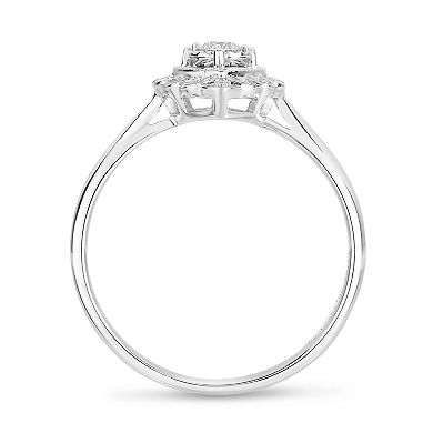 Diamaison 10k White Gold 1/6 Carat T.W. Diamond Heart Ring
