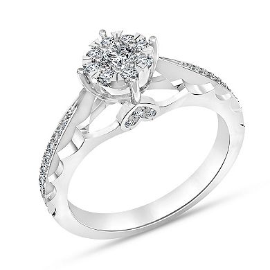 Diamaison 10k White Gold 1/3 Carat T.W. Diamond Engagement Ring