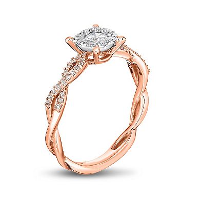 10k Rose Gold 3/8 Carat T.W. Diamond Engagement Ring