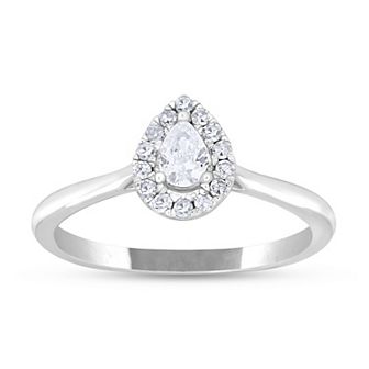 10k White Gold 1/4 Carat T.W. Diamond Pear Promise Ring