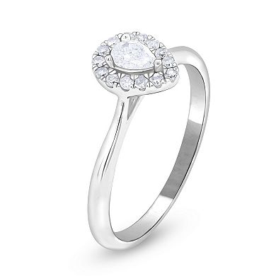 10k White Gold 1/4 Carat T.W. Diamond Pear Promise Ring