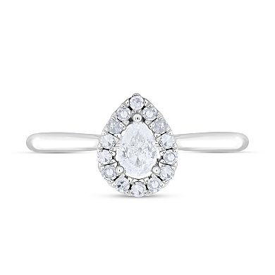 10k White Gold 1/4 Carat T.W. Diamond Pear Promise Ring