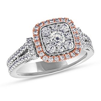 14k Rose Gold 7/8 Carat T.W. Diamond Engagement Ring