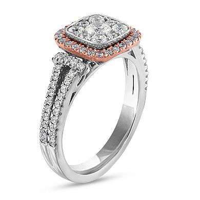 Diamaison 14k Rose Gold 7/8 Carat T.W. Diamond Engagement Ring