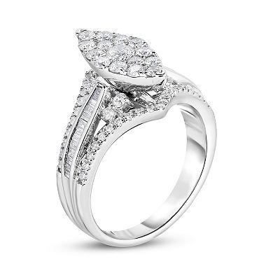 Diamaison 14k White Gold 1 1/10 Carat T.W. Diamond Ring