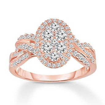 Diamaison 14k Rose Gold 1 1/4 Carat T.W. Diamond Oval Engagement Ring