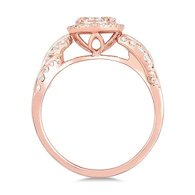 Diamaison 14k Rose Gold 1 1/4 Carat T.W. Diamond Oval Engagement Ring