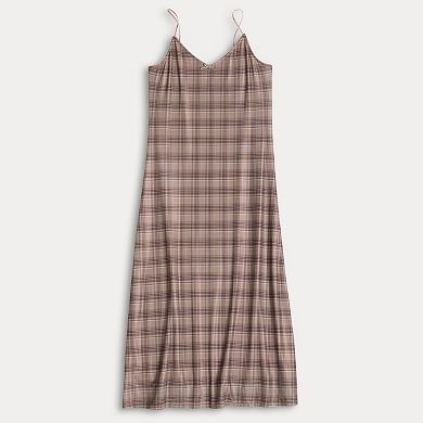 Juniors' Pink Republic Spaghetti Strap Plaid Maxi Dress