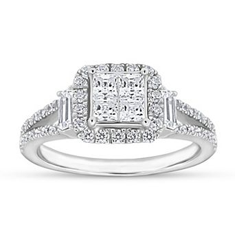 14k White Gold 1 Carat T.W. Diamond Engagement Ring