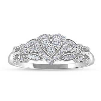 10k Gold 1/4 Carat T.W. Diamond Heart Ring